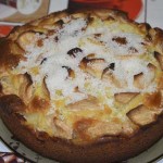 творожный пирог с яблоками с кокосовой стружкой
