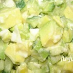 салат из авокадо с огурцами в миске
