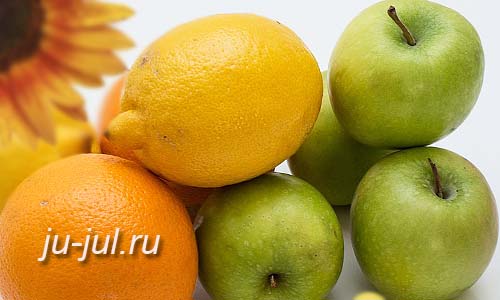 Яблочное варенье с лимоном или апельсином, фрукты